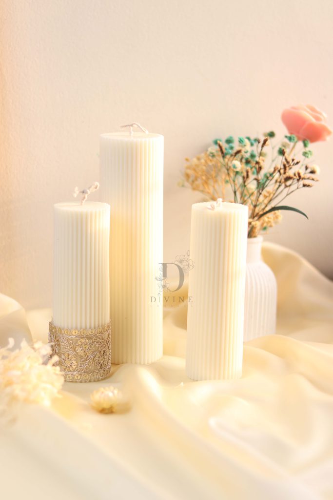 Ribbed Pillar Candle