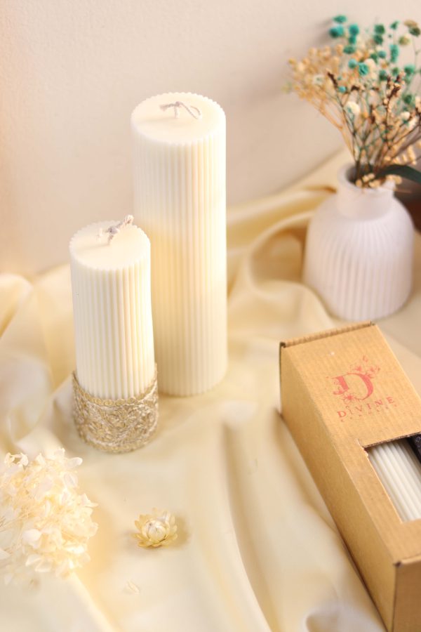 Ribbed Pillar Candle