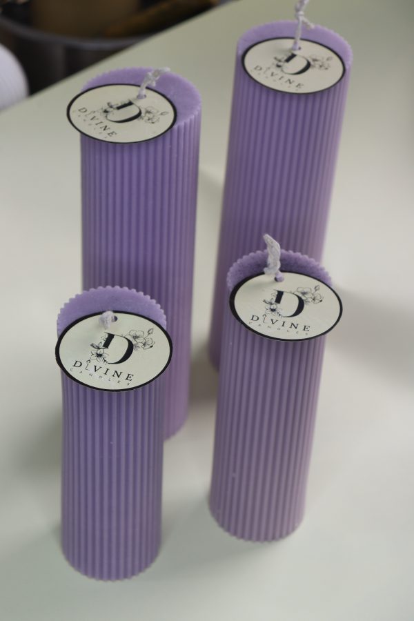 Ribbed pillar candle